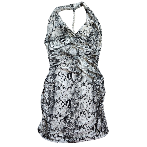 Vintage Y2K 90s mcbling snake print glitter sexy party clubbing dress Sz M - Picture 6 of 7